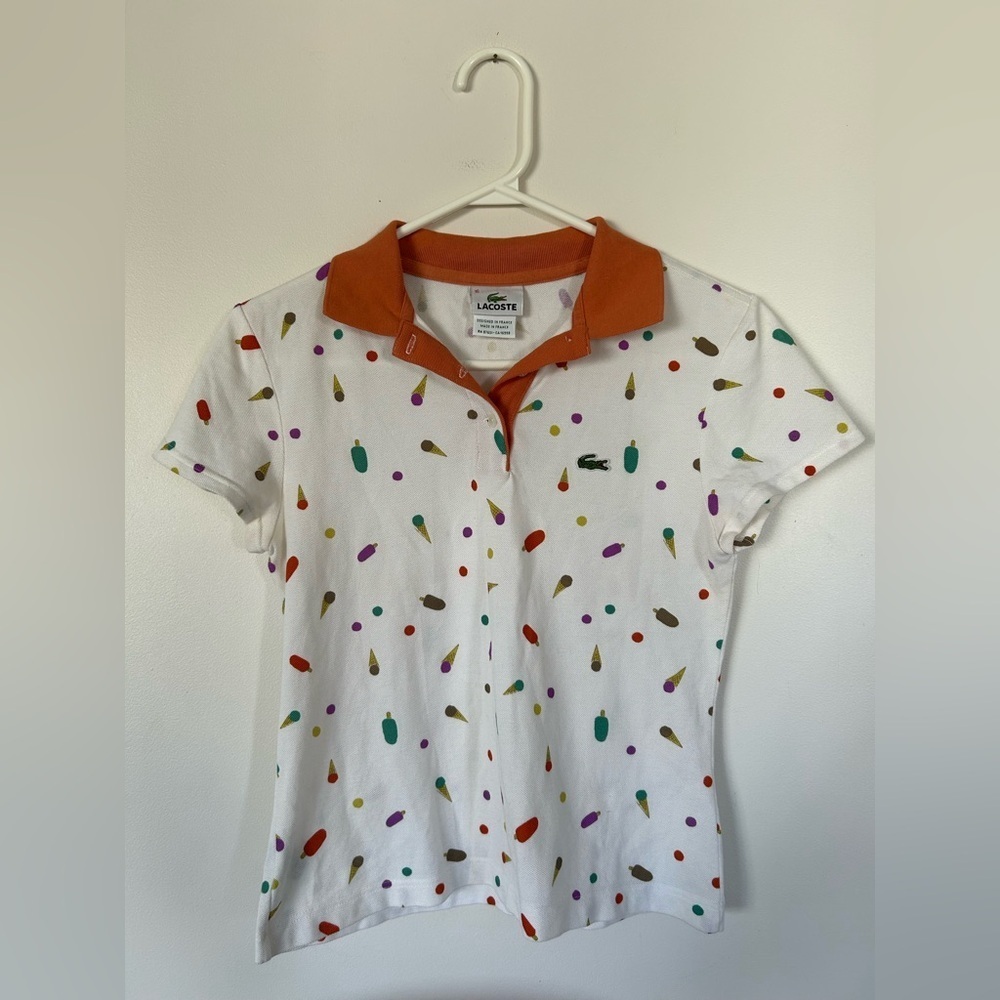 Lacoste White Ice Cream Polo Size Girls 16